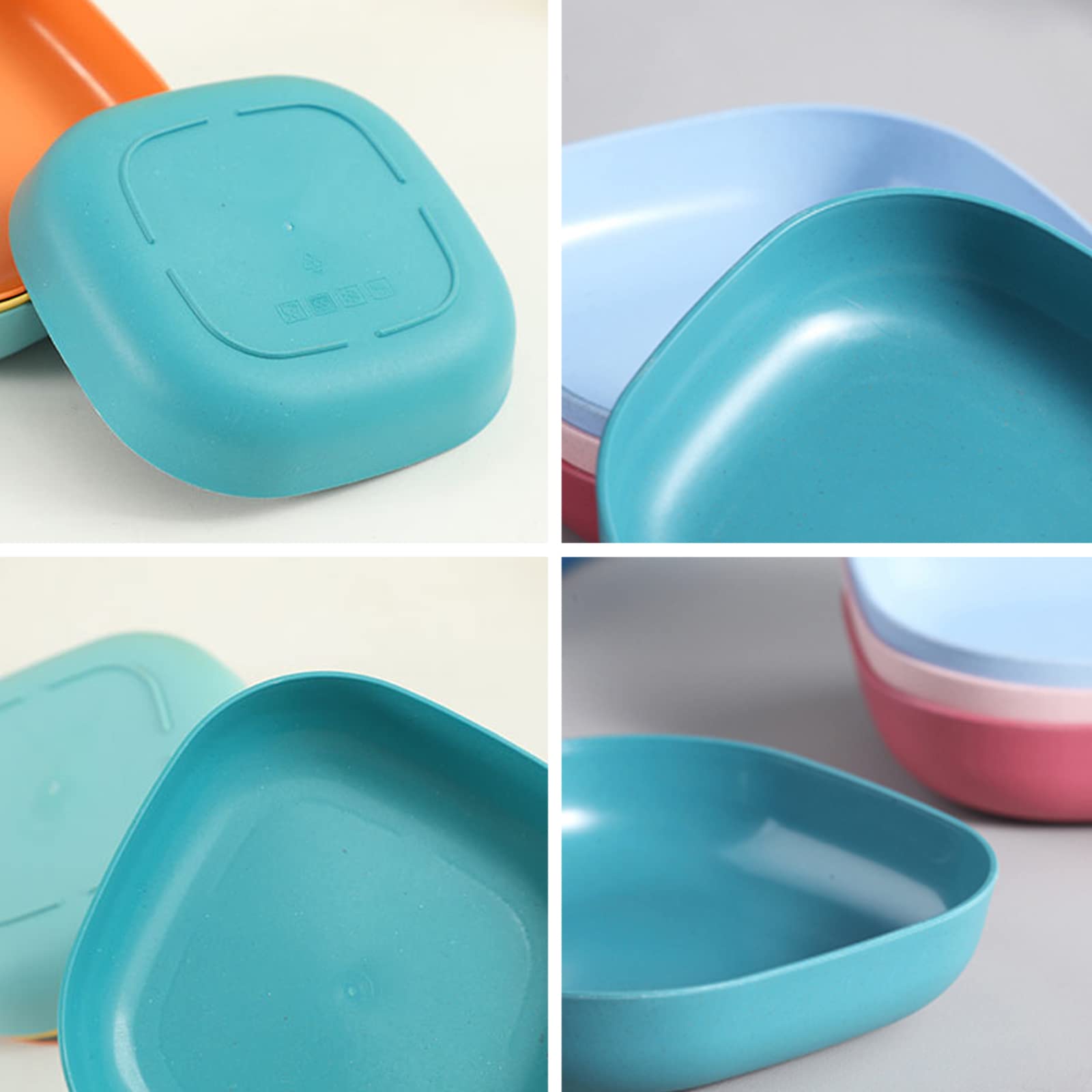 Wolpin Square Plastic Dinner Plate Set (Set Of 10 Pcs) Colorful Snacks/Breakfast Plate With Stand